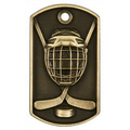 3-D Metal Dog Tag - Hockey - Antique Bronze - 2" x 1-1/8"